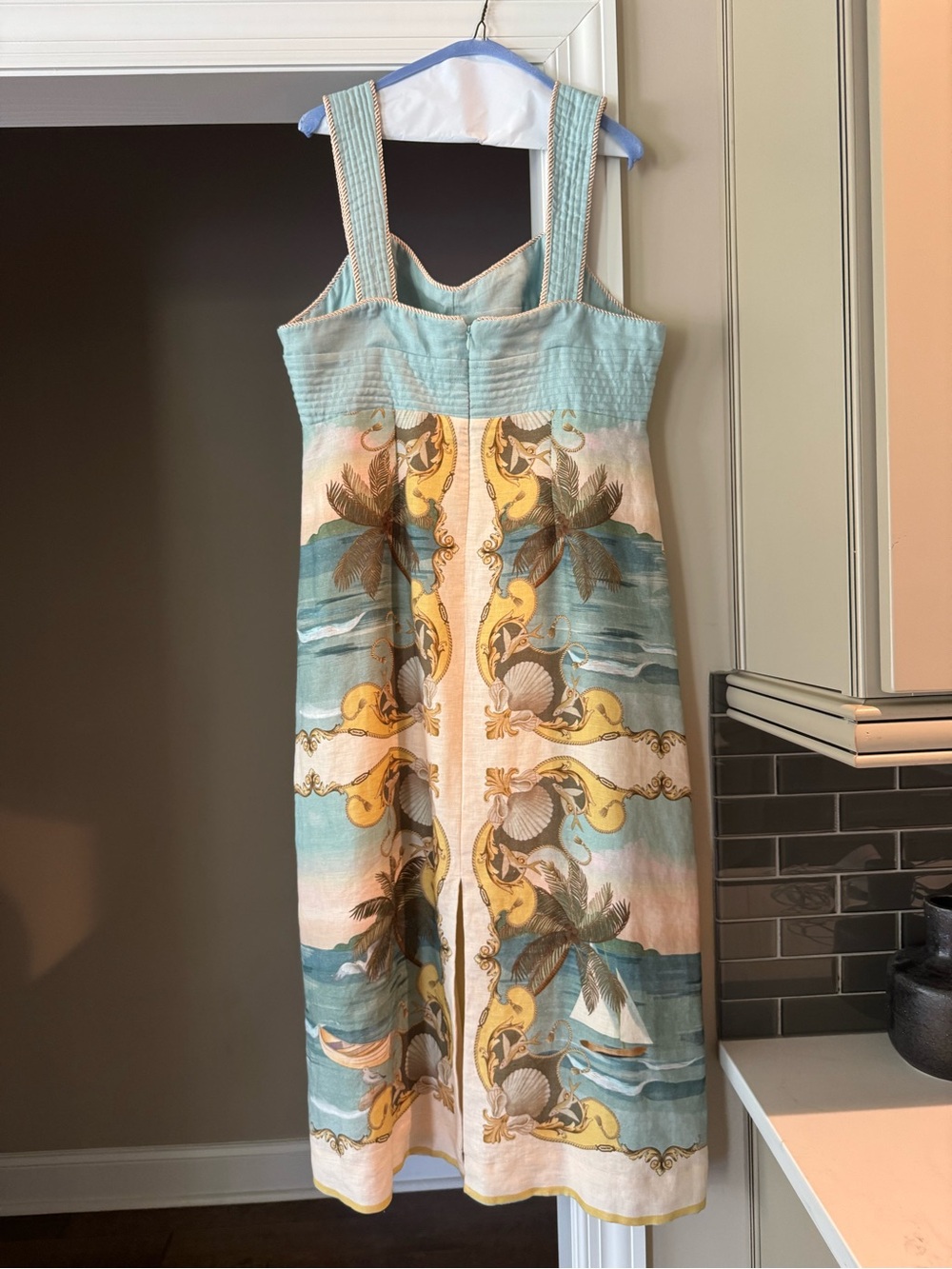 FARM Rio Seafoam and Yellow Coastal-Print Midi Dress - Picture 4 of 6
